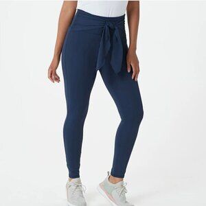 NEW Zuda "As Is" Z-Move Navy Full Length Leggings with Tie Waist - XXS